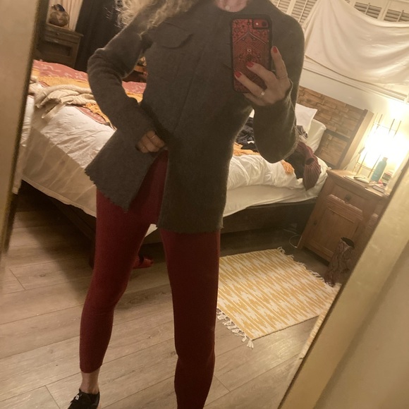 YAO pure 100% wool sweather-jacket-top, taupe color - Picture 6 of 7